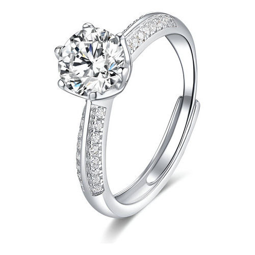 Anel Soltário 1 Quilate Cravejado Prata 925 Moissanite