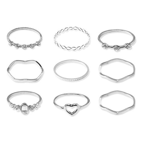 9 Anéis Coração Delicado Minimalistas Conjunto Dourado - Image 4