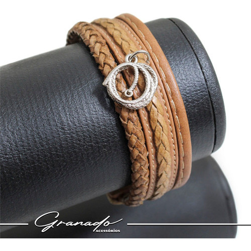 Pulseira De Couro Feminina Laço Dourado Rústico - Image 4