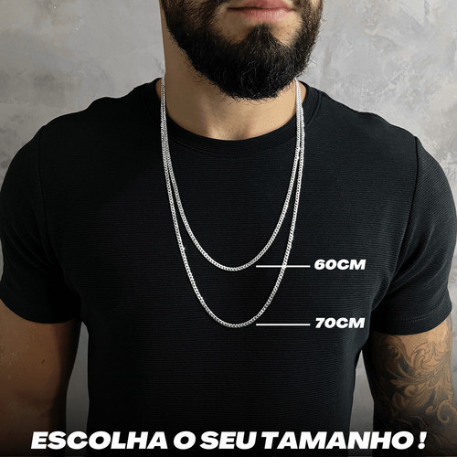 Corrente De Prata 925 Masculina Legítima 3mm - Prata - Image 4
