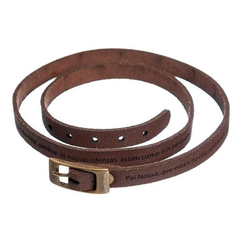 Pulseira Oração Do Pai Nosso Em Couro Fivela 61 Cm - Image 2