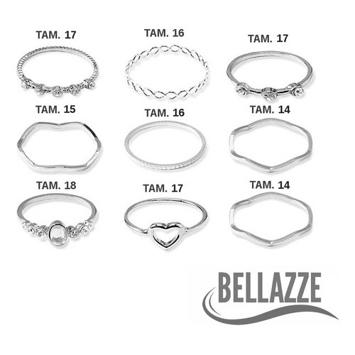 9 Anéis Coração Delicado Minimalistas Conjunto Dourado - Image 2