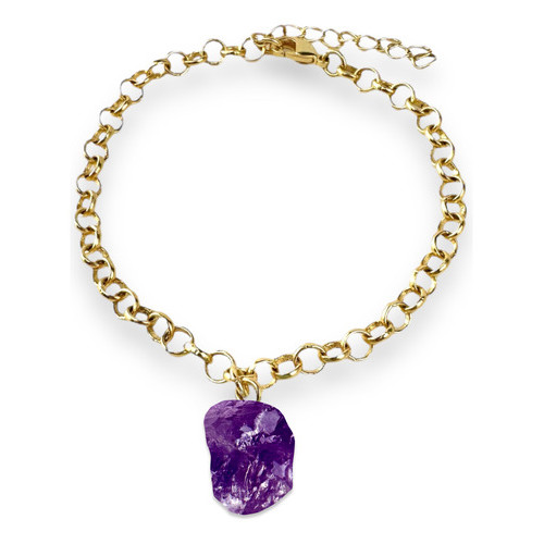 Pulseira Ametista Banho Ouro 18k - Pulseira Ametista