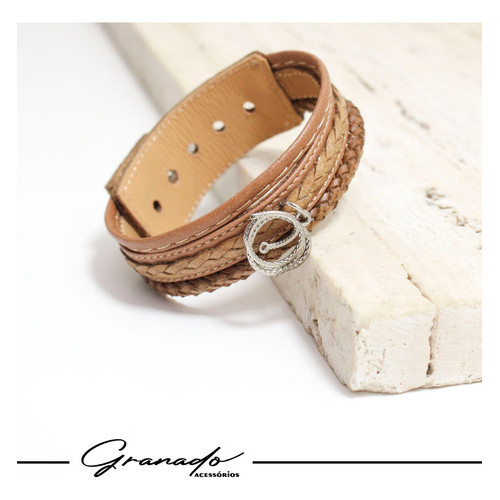 Pulseira De Couro Feminina Laço Dourado Rústico - Image 6